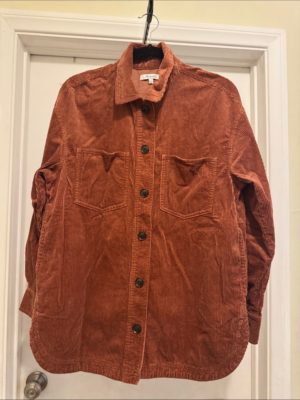 Madewell Corduroy Shirt Jacket in Burnt Orange